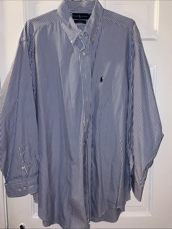 Ralph Lauren Other - Ralph Lauren Men’s Navy and White Striped Button-Down Shirt 18 34/35